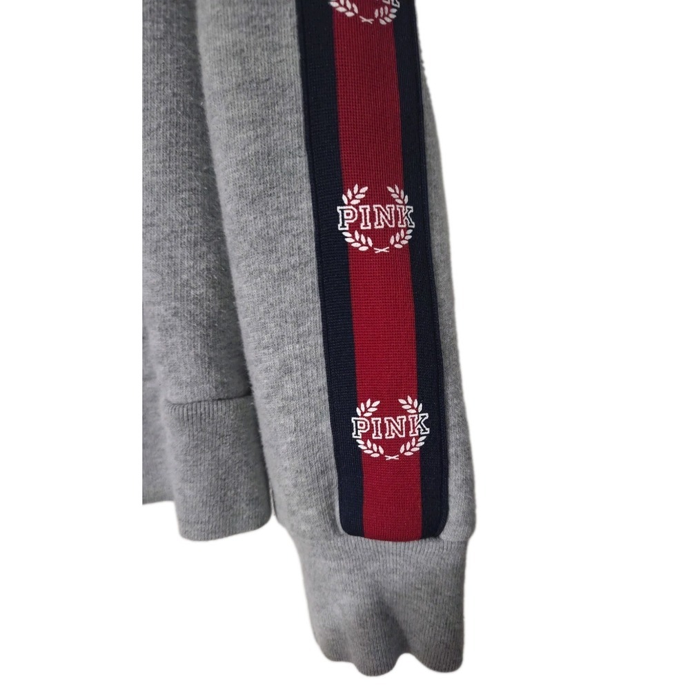 Victorias Secret PINK Gray Zip Hoodie Red Cropped, Size Small - Picture 3 of 4